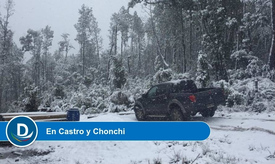 Copiosa nieve primaveral sorprendió a habitantes de comunas de Chiloé 